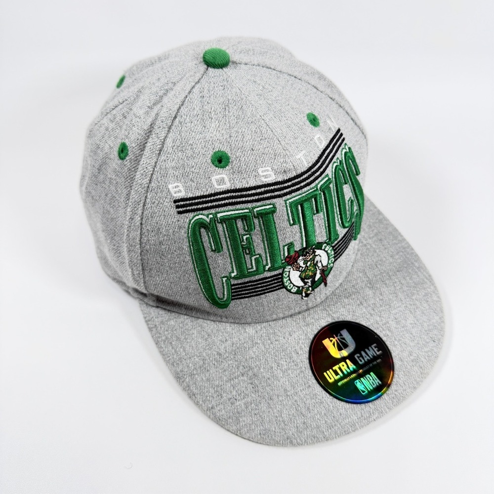 Boston Celtics Hat Ultra Game NBA Heather Gray Green Lucky Leprechaun Snapback